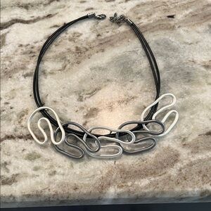 Elegant Black and Silver  and Pewter Necklace Choker